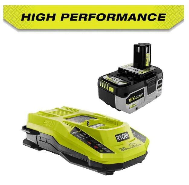 Photo 1 of RYOBI
ONE+ 18V HIGH PERFORMANCE Lithium-Ion 4.0 Ah Battery and Charger Starter Kit