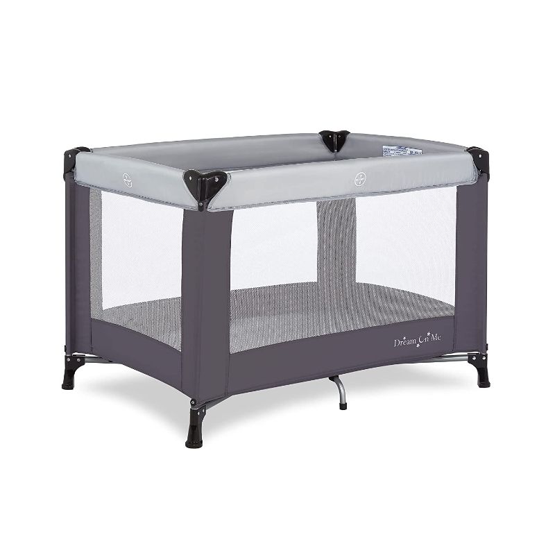 Photo 1 of Dream On Me Nest Portable Play Yard With Carry Bag And Shoulder Strap, Grey 40 x 28 x 27.5 inches

