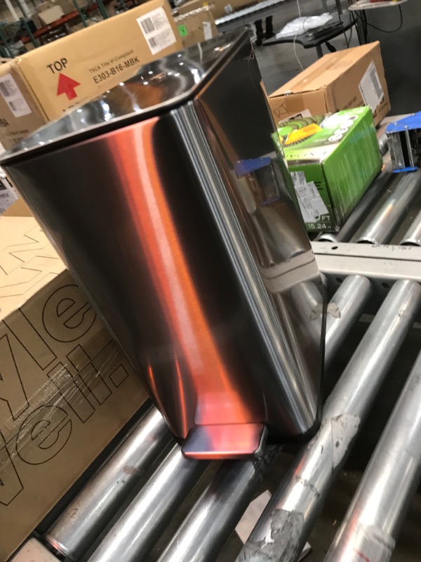 Photo 1 of 2.6 Gal. Stainless Steel Slim Step-On Trash Can