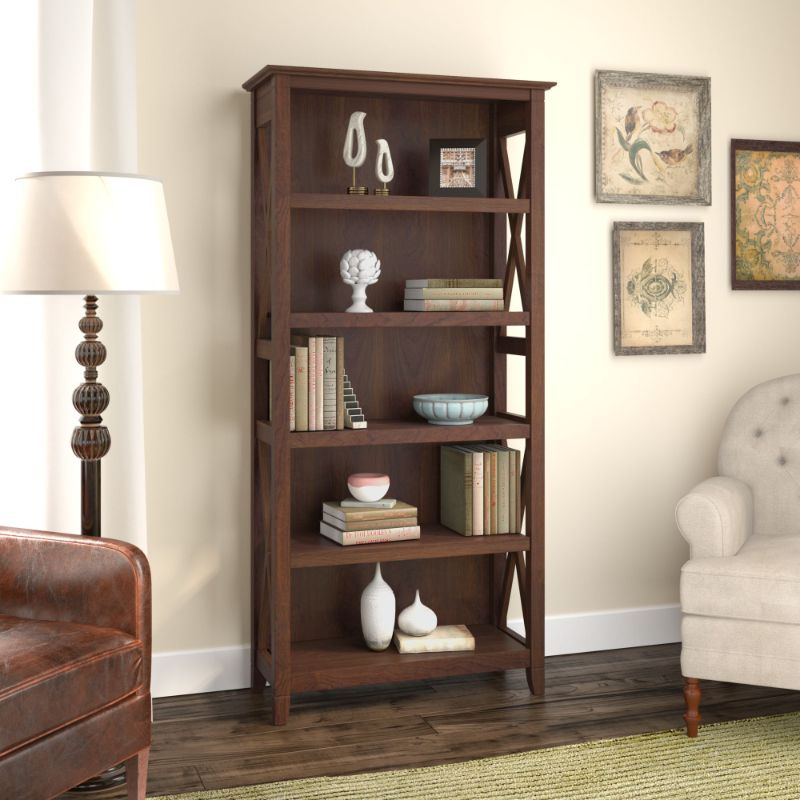 Photo 1 of **USED**
Bush Furniture Key West 5 Shelf Bookcase, Bing Cherry, Standard Delivery
