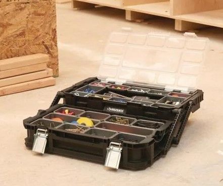 Photo 1 of 22 in. 22-Compartment Connect Cantilever Organizer for Small Parts Organizer

//Small Inside container missing
