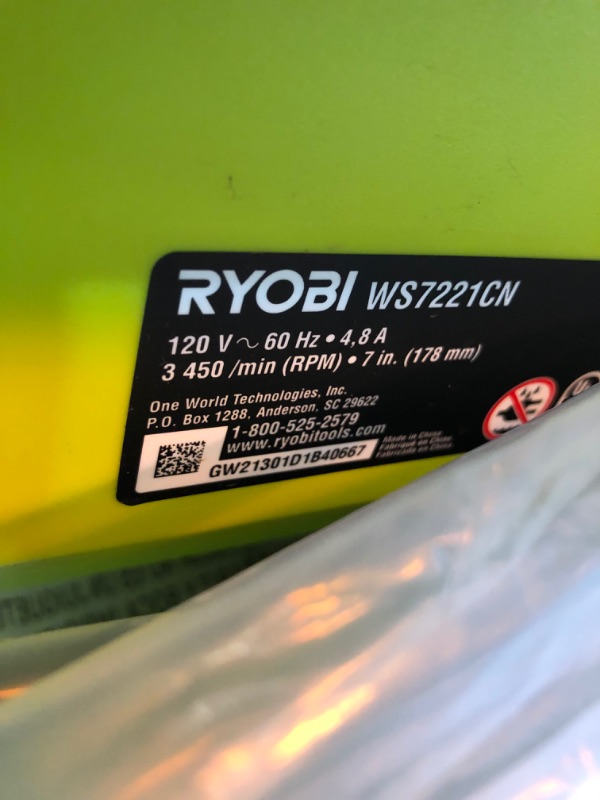 Photo 6 of Ryobi WS722 7 Inch 4.8 Amp Portable Tabletop Wet Tile Saw with Miter Guide and Induction Motor