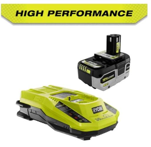 Photo 1 of RYOBI ONE+ 18V HIGH PERFORMANCE Lithium-Ion 4.0 Ah Battery and Charger Starter Kit