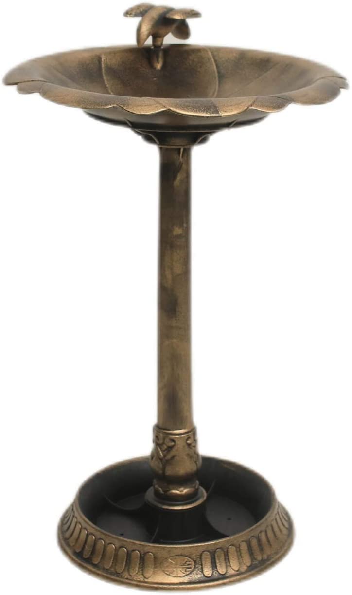 Photo 1 of  GO 30 Inch Height Polyresin Lightweight Antique Outdoor Garden Bird Bath, Bronze