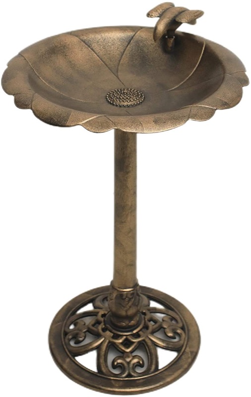 Photo 1 of 1. GO 30 Inch Height Polyresin Lightweight Antique Outdoor Garden Bird Bath, Bronze