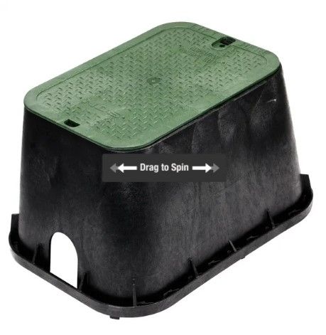 Photo 1 of 14 in. X 19 in. Rectangular Valve Box and Cover, Black Box, Green ICV Cover
