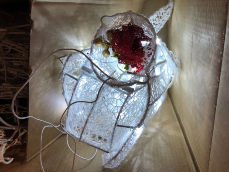 Photo 1 of 60 in. White Tinsel LED Deer Family (Set of 3) ( 60 in. Plus 54 in. Plus 37 in.)
