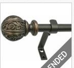 Photo 1 of Decopolitan Leaf Ball 5/8" Curtain Rod Set, 86 to 128 Inches, Vintage Bronze See original listing

