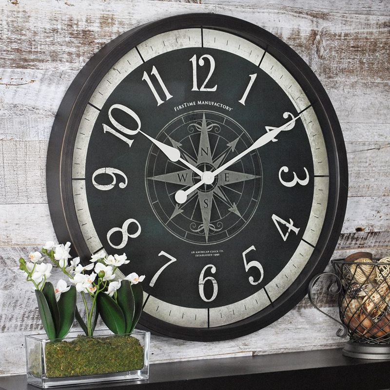 Photo 1 of FirsTime & Co. Compass Rose Wall Clock, American Crafted, Oil Rubbed Bronze, 24 x 2 x 24,
