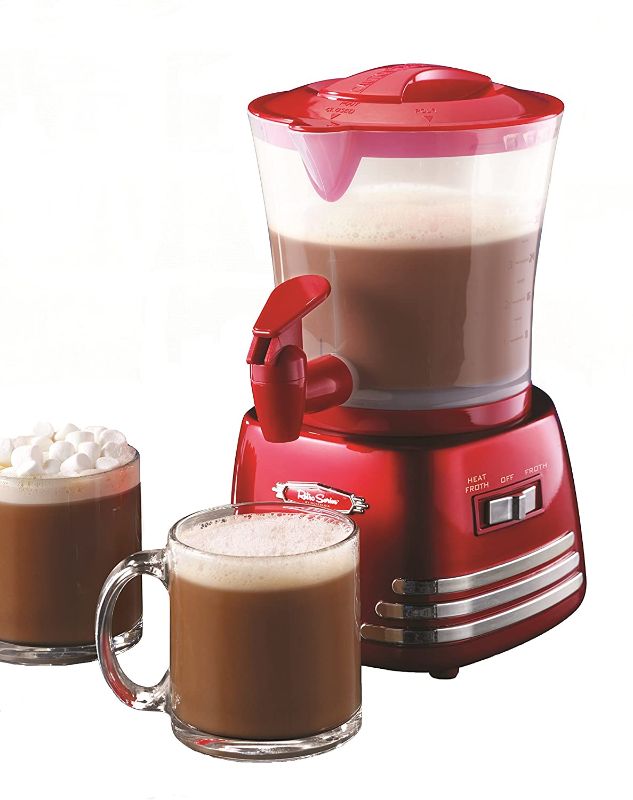 Photo 1 of Nostalgia HCM700RETRORED Retro 32-Ounce Hot Chocolate, Milk Frother, Cappuccino,Latte Maker and Dispenser
