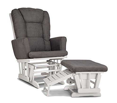 Photo 1 of Graco Sterling Semi-Upholstered Glider and Nursing Ottoman, White/Gray
