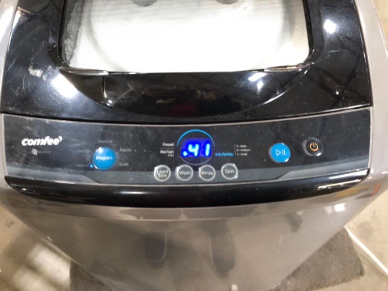Photo 6 of COMFEE' Portable Washing Machine, 0.9 cu.ft Compact Washer With LED Display, 5 Wash Cycles, 2 Built-in Rollers, Space Saving Full-Automatic Washer, Ideal Laundry for RV, Dorm, Apartment, Magnetic Gray
