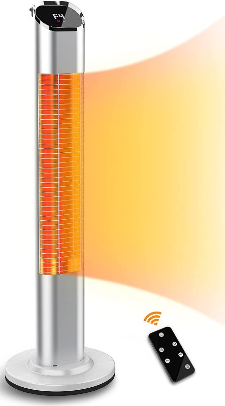 Photo 1 of PATIOBOSS Electric Patio Heater, Space Infrared Heater with 3S Warmth Gold Tube, 9 Heating Modes, 24H Timer Outdoor Electric Heater for Garage Room Backyard
