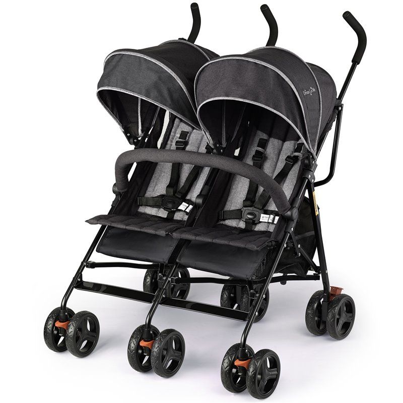 Photo 1 of Dream on Me Volgo Umbrella Stroller Side-by-Side Stroller Double Stroller, Black
