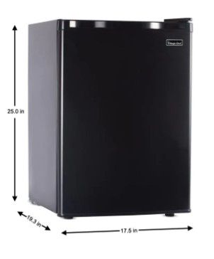 Photo 1 of *SEE LAST PICTURE FOR DAMAGE* *NOT FUNCTIONAL PARTS ONLY** MAGIC CHEF 2.6 CU. FT. MINI FRIDGE IN BLACK, ENERGY STAR
