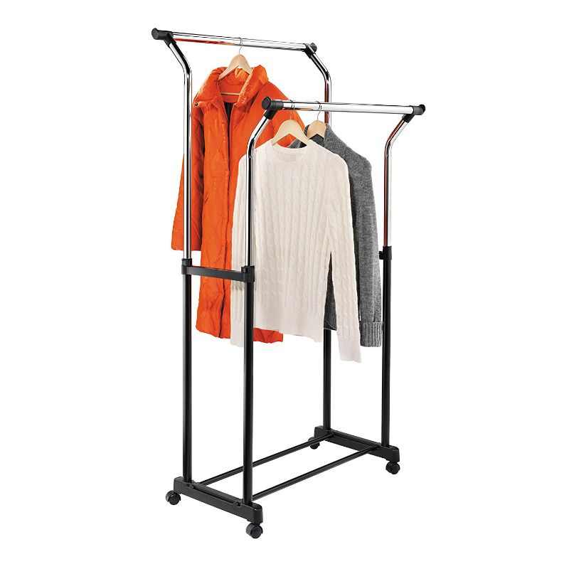 Photo 1 of Honey-Can-Do Heavy Duty Double Hanging Garment Rack, Black/Chrome
