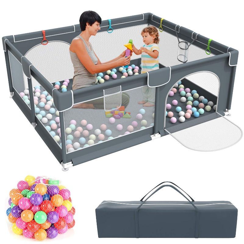 Photo 1 of Baby Playpen,Kids Large Playard with 50PCS Pit Balls,Indoor & Outdoor Kids Activity Center,Infant Safety Gates with Breathable Mesh,Sturdy Play Yard for Toddler,Children's Fences Packable & Portable
NO CARRYING BAG