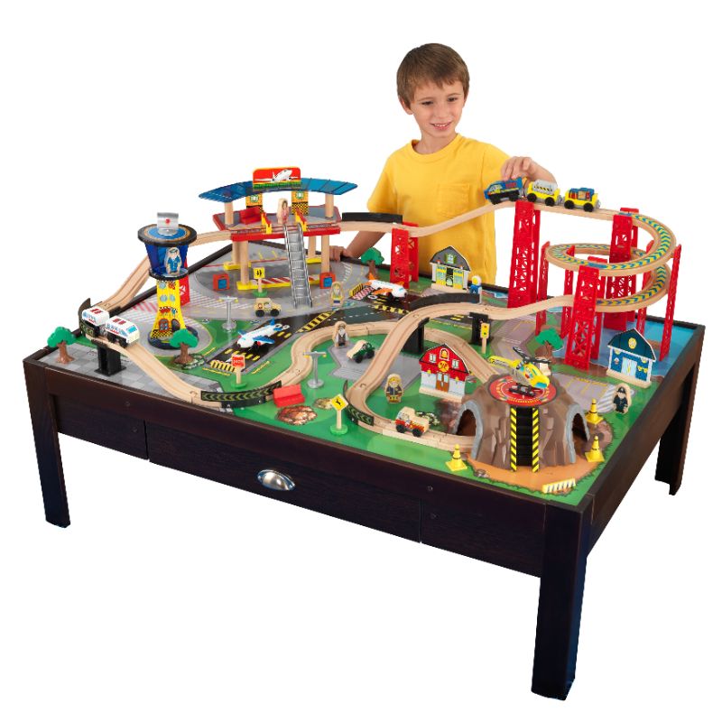 Photo 1 of KidKraft Airport Express Train Set and Table Espresso KidKraft GameStop
