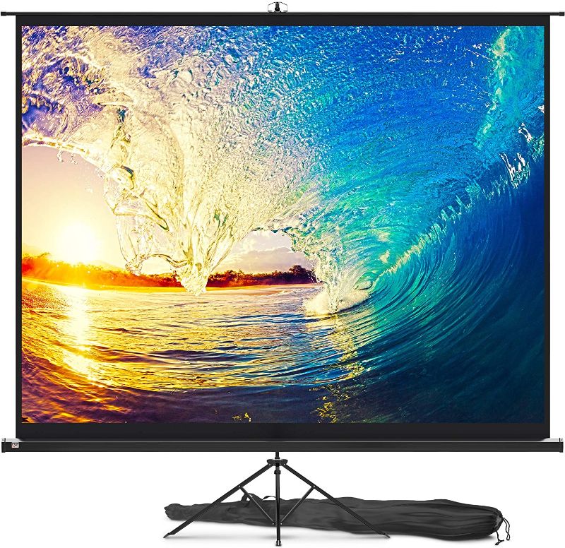 Photo 1 of Projector Screen with Stand 120 inch - Indoor and Outdoor Projection Screen for Movie or Office Presentation - 4:3 HD Premium Wrinkle-Free Tripod Screen
