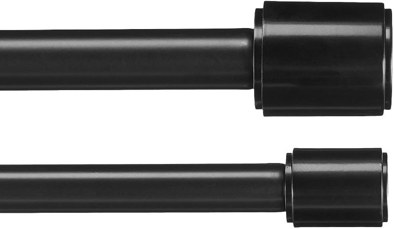 Photo 1 of Amazon Basics 1" Double Curtain Rod With Cap Finials - 72" to 144", Black
