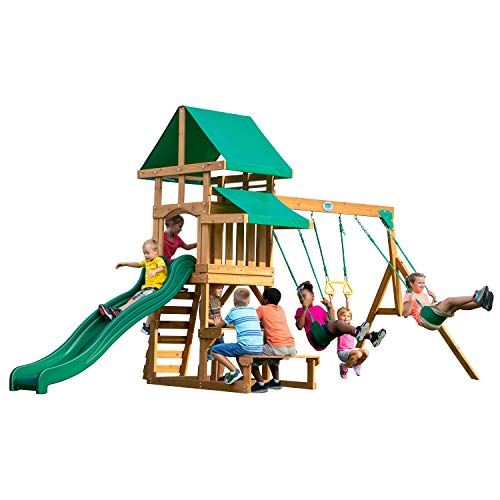 Photo 1 of **INCOMPLETE** BOX 1 OF 3  Backyard Discovery Belmont All Cedar Wood Playset Swing Set
