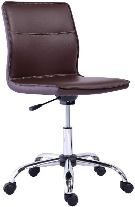 Photo 1 of **PARTS ONLY *** Amazon Basics Modern Armless Office Desk Chair - Height Adjustable, 360-Degree Swivel, 275Lb Capacity - Brown/Chrome
