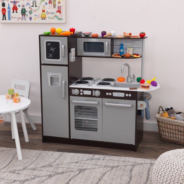 Photo 1 of KidKraft Uptown Espresso Wooden Play Kitchen with Chalkboard and 30-Piece Play Food Accessories
- Previously opened 