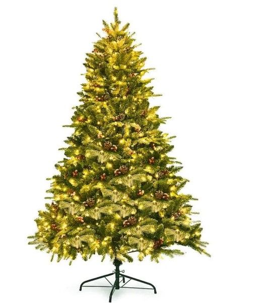 Photo 1 of 6.5 ft. Pre-Lit LED Slim Fraser Fir Artificial Christmas Tree with 450 White Lights
