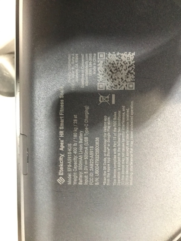 Photo 2 of Etekcity Apex Smart WiFi Body Fat Scale, Digital Bluetooth Bathroom Scale for Body Weight, BMI, Heart Rate, Water Weight, with Pregnancy & Baby Mode,
- Previously opened 
