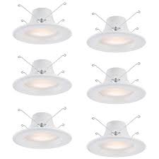 Photo 1 of 6 in. and 5 in. White Integrated LED Recessed Can Light Trim (6-Pack)
