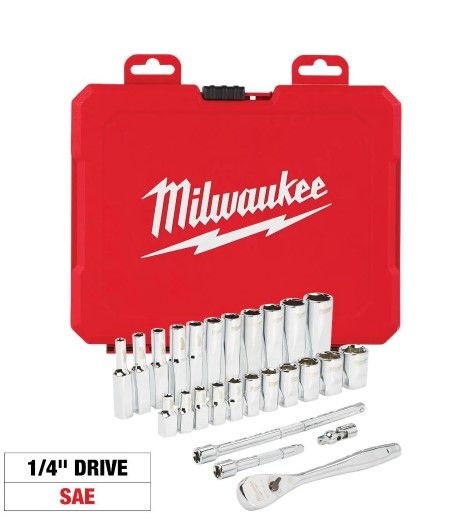 Photo 1 of 1/4 in. Drive SAE Ratchet and Socket Mechanics Tool Set (26-Piece)