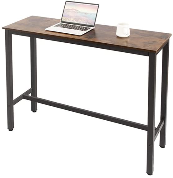 Photo 1 of AZL1 Life Concept Bar, 47 inches Rectangular Kitchen Pub Coffee High Writing Computer Table, for Narrow Space, Living, Dining Room-Sturdy Metal Frame, Rustic Brown 1

