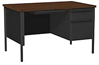 Photo 1 of Lorell Fortress Right Single-Pedestal Desk, 48 by 30 by 29-1/2-Inch, Black Walnut
