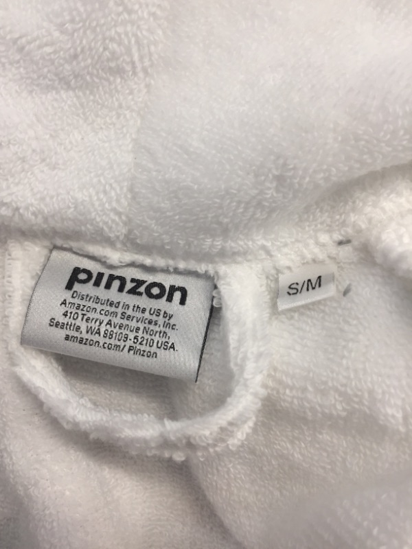 Photo 3 of COSMETIC DEFECTS (SEE PHOTOS) -- Amazon Brand – Pinzon Terry Bathrobe 100% Cotton, White, SMALL