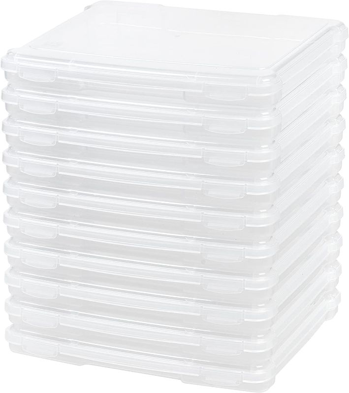 Photo 1 of IRIS 13-in W x 1.60-in H x 12.20-in D Clear Plastic Stackable Bin, 10 bins included