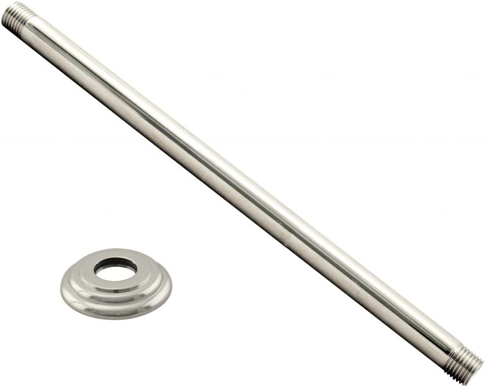 Photo 1 of Westbrass 1/2" IPS x 19" Ceiling Mounted Shower Arm with Flange, Polished Nickel, D3619A-05
