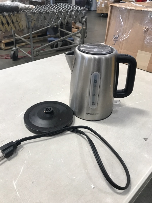 Photo 1 of Amazon Basics Stainless Steel Fast, Portable Electric Hot Water Kettle for Tea and Coffee, 1.7-Liter, Silver
