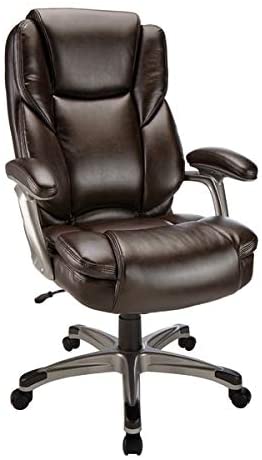 Photo 1 of Realspace Cressfield Bonded Leather High-Back Chair, Brown/Silver
