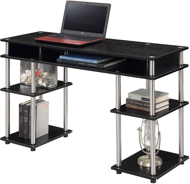 Photo 1 of Convenience Concepts Designs2Go No Tools Student Desk with Shelves, Black
