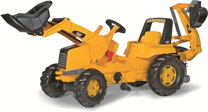 Photo 1 of ***PARTS ONLY*** rolly toys CAT Construction Pedal Tractor: Backhoe Loader (Front Loader and Excavator/Digger), Youth Ages 3+ , Yellow
