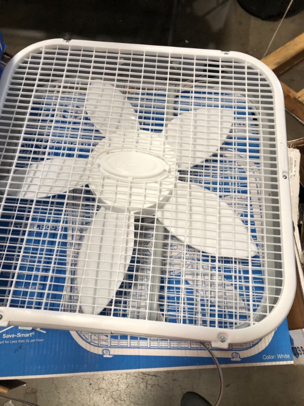 Photo 4 of 20 in. 3 Speed White Box Fan with Save-Smart Technology for Energy Efficiency