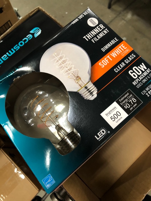 Photo 4 of EcoSmart 40-Watt Equivalent G25 Dimmable Energy Star Frosted Filament LED Light Bulb Soft White (6-Pack)
