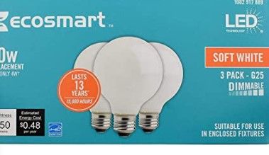 Photo 1 of EcoSmart 40-Watt Equivalent G25 Dimmable Energy Star Frosted Filament LED Light Bulb Soft White (6-Pack)
