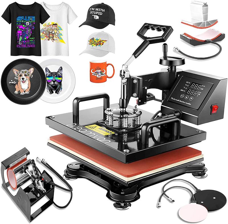 Photo 1 of 5 in 1 Heat Press Machine,360-degree Rotation Digital Combo12" x 15" Multifunctional Swing Away Digital Sublimation Heat Transfer Machine for T-Shirts, Hat, Mug, Mouse Pads, Tablecloth
