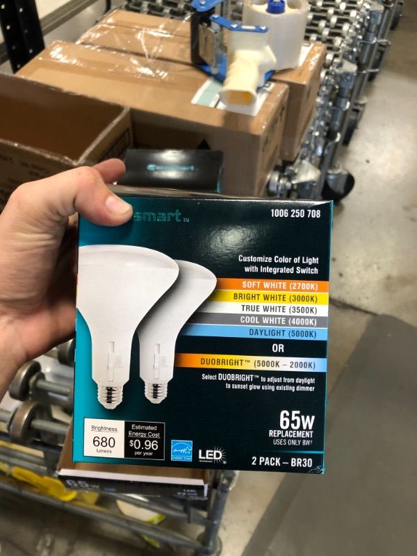 Photo 1 of 65-Watt Equivalent BR30 Dimmable Title 20 LED Light Bulb with Selectable Color Temperature Plus DuoBright (2-Pack)
(4 BOXES, 8 LIGHT BULBS)