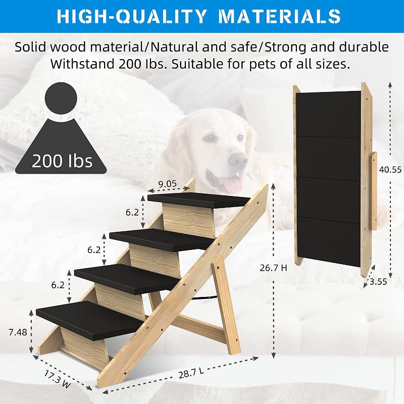 Photo 1 of *USED*
Pet Dog Stairs Dog Steps - 2-in-1 Portable Folding Dog Stairs for Dogs, Cats, high beds, Wood Pet Safety Beside Dog Ramp, Dog Steps, Easy Climb Pet Step Stool - Portable Dog/Cat Ladder Up to 200 Pounds
