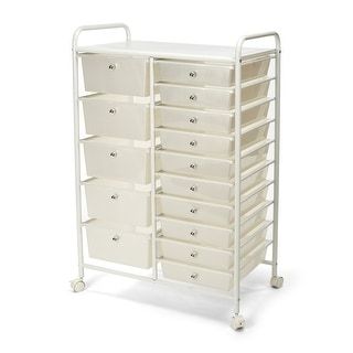 Photo 1 of *USED*
Seville Classics 15-Drawer Organizer Cart, White, 25.2" W x 15.3" D x 38.2" H
