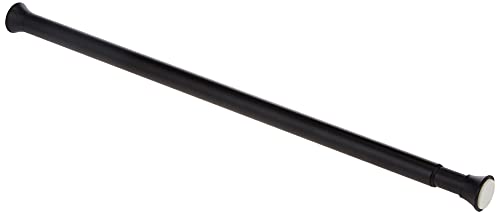 Photo 1 of Amazon Basics Tension Curtain Rod, Adjustable 24-36" Width - Black, Classic Finial
