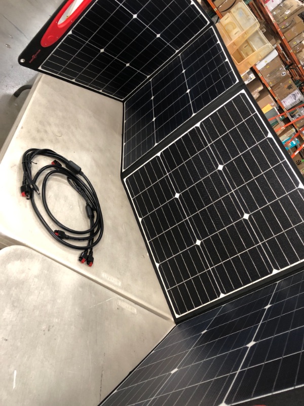 Photo 2 of Rockpals 100W Foldable Solar Panel Charger for Suaoki Portable Generator / 8mm Goal Zero Yeti Power Station/Jackery Explorer 240, Webetop Battery Pack/USB...
