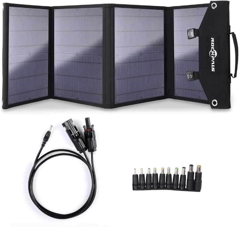Photo 1 of Rockpals 100W Foldable Solar Panel Charger for Suaoki Portable Generator / 8mm Goal Zero Yeti Power Station/Jackery Explorer 240, Webetop Battery Pack/USB...
